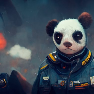 A pseudo-illustration of a panda pilot of the Bear Space Force looking into the camera. - Saved to Pinterest (pinterest.com/alex) A pseudo-illustration of a panda pilot of the Bear Space Force looking into the camera.