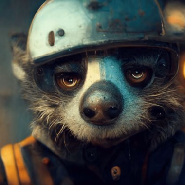 A pseudo-illustration of a resigned badger mechanic in the Bear Space Force looking into the camera. - Saved to Pinterest (pinterest.com/alex) A pseudo-illustration of a resigned badger mechanic in the Bear Space Force looking into the camera.