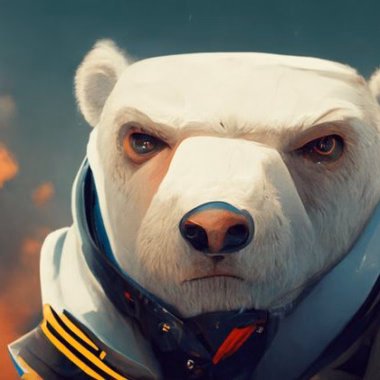 A pseudo-illustration of a polar bear captain of the Bear Space Force looking into the camera. - Saved to Pinterest (pinterest.com/alex) A pseudo-illustration of a polar bear captain of the Bear Space Force looking into the camera.